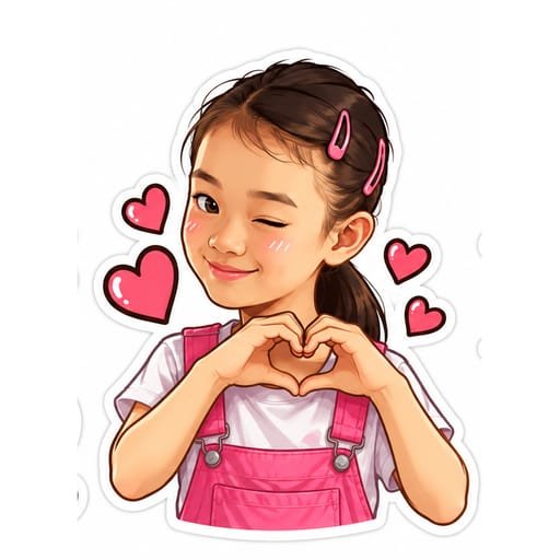 Xuanie making a heart with her hands